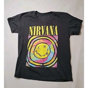 Nirvana Women's Sz Small Black Short-Sleeve Graphic T-SHIRT, Y2K Music Grunge
